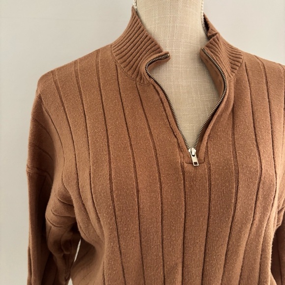Forever 21 Brown Cowl Neck Sweater with Ribbed Texture - Picture 3 of 8